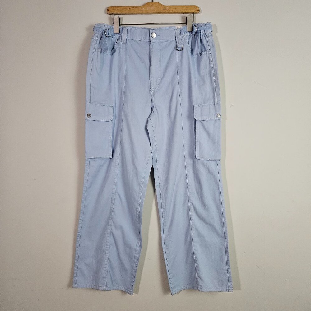 Light Blue Cargo Wide-Leg Pants
